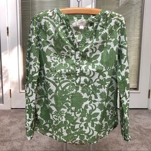 LOFT Split Neck Henley Tunic Blouse Top Small